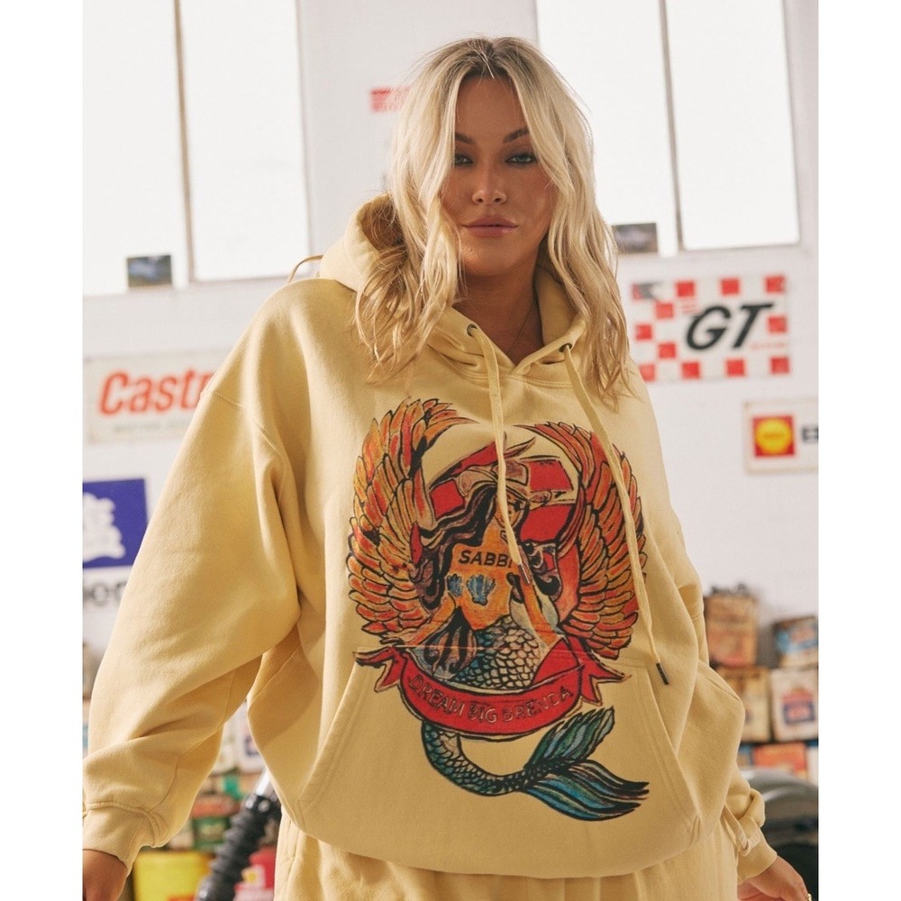 NWT Sabbi Brenda Oversized Energy Hoodie Butter Yellow Dream Big Large/L Mermaid